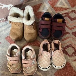 Brown and Pink Kids Shoes Set